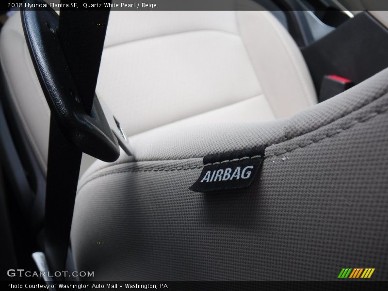 Quartz White Pearl / Beige 2018 Hyundai Elantra SE