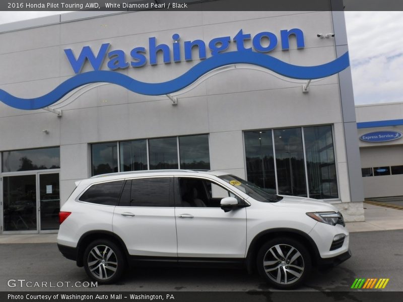 White Diamond Pearl / Black 2016 Honda Pilot Touring AWD