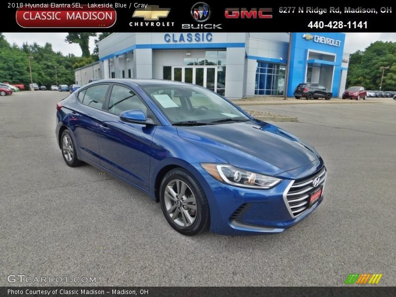Lakeside Blue / Gray 2018 Hyundai Elantra SEL