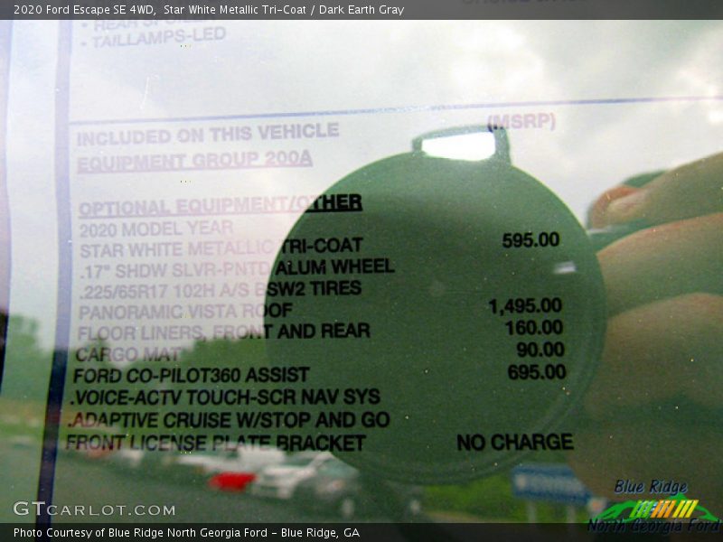 Star White Metallic Tri-Coat / Dark Earth Gray 2020 Ford Escape SE 4WD