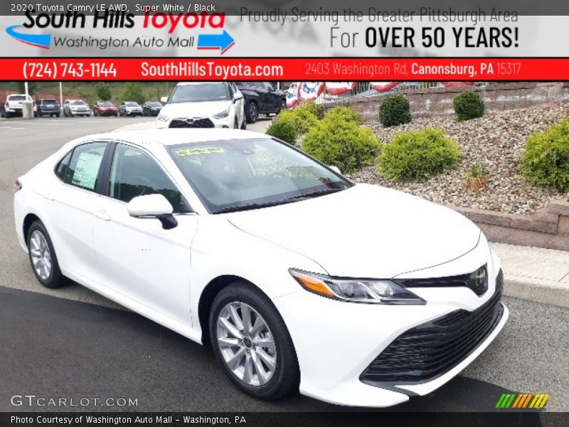 Super White / Black 2020 Toyota Camry LE AWD
