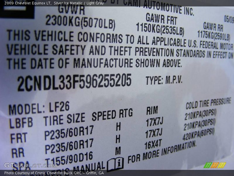 Silver Ice Metallic / Light Gray 2009 Chevrolet Equinox LT