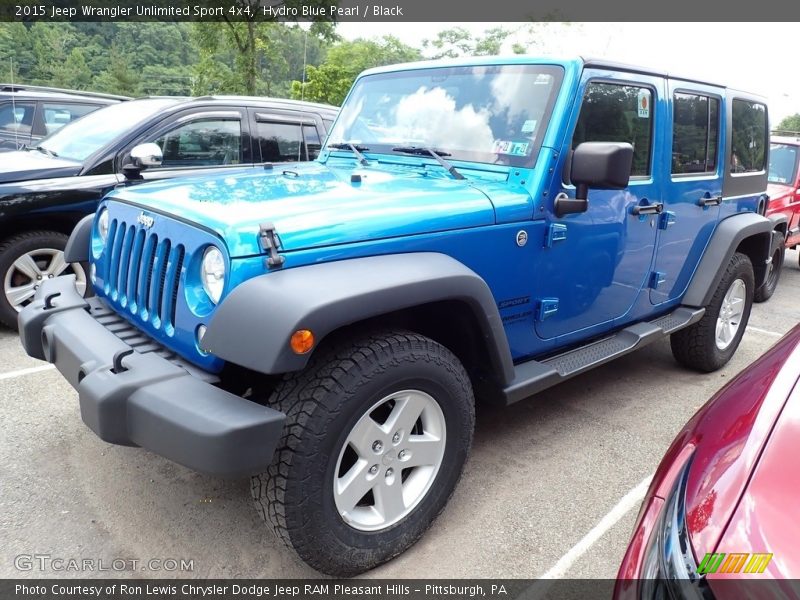 Hydro Blue Pearl / Black 2015 Jeep Wrangler Unlimited Sport 4x4