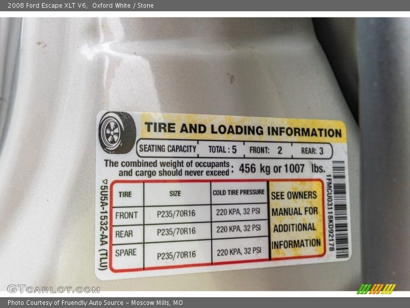 Oxford White / Stone 2008 Ford Escape XLT V6