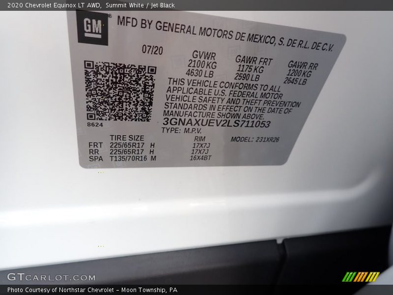 Summit White / Jet Black 2020 Chevrolet Equinox LT AWD