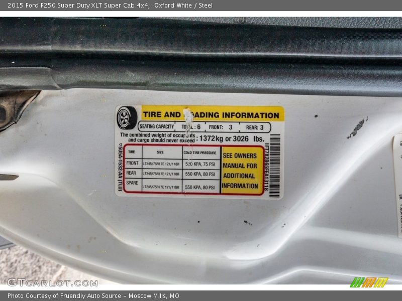 Oxford White / Steel 2015 Ford F250 Super Duty XLT Super Cab 4x4