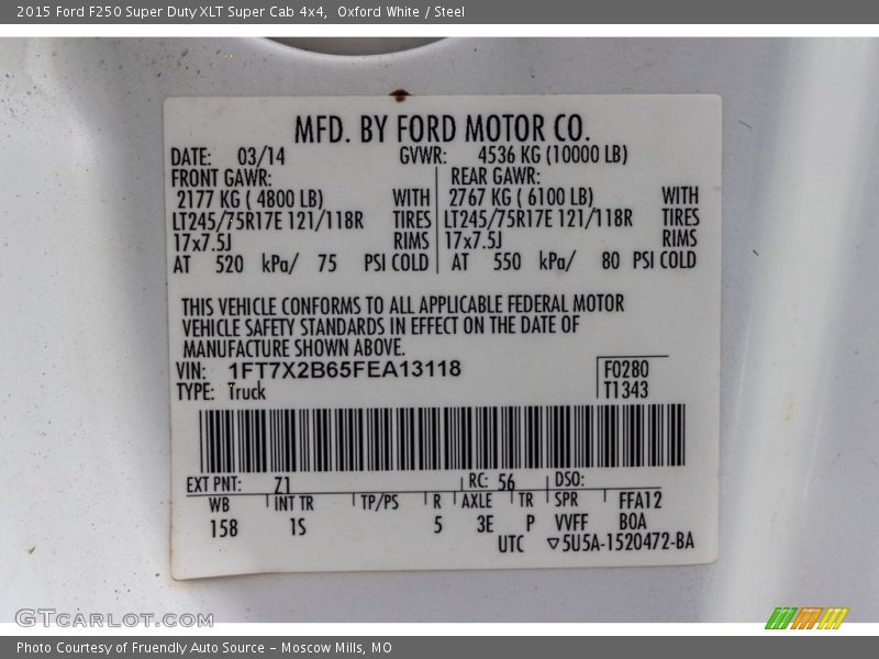 Oxford White / Steel 2015 Ford F250 Super Duty XLT Super Cab 4x4