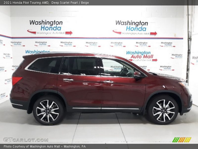 Deep Scarlet Pearl / Beige 2021 Honda Pilot Touring AWD
