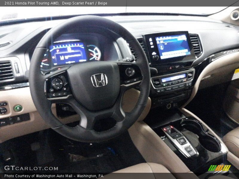 Deep Scarlet Pearl / Beige 2021 Honda Pilot Touring AWD
