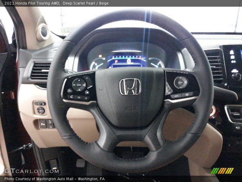 Deep Scarlet Pearl / Beige 2021 Honda Pilot Touring AWD