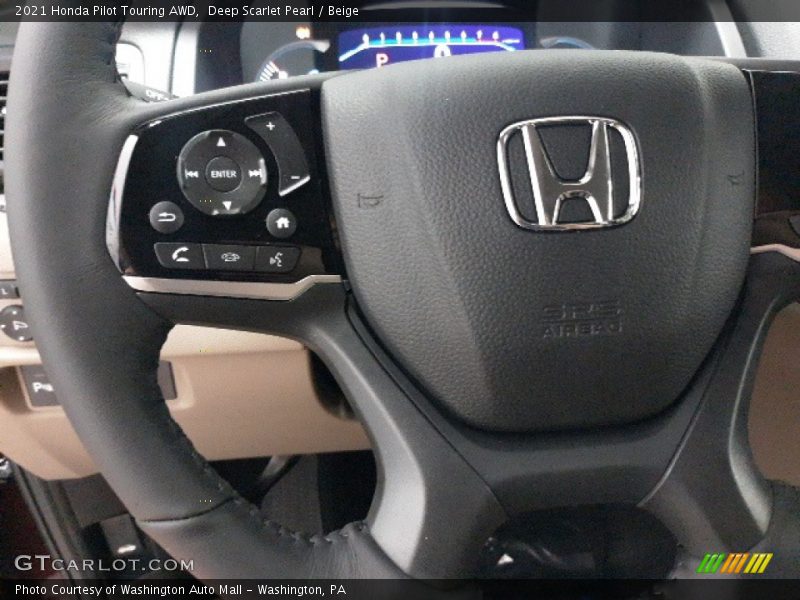 Deep Scarlet Pearl / Beige 2021 Honda Pilot Touring AWD