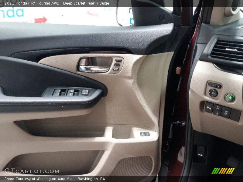 Deep Scarlet Pearl / Beige 2021 Honda Pilot Touring AWD