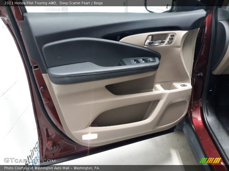 Deep Scarlet Pearl / Beige 2021 Honda Pilot Touring AWD