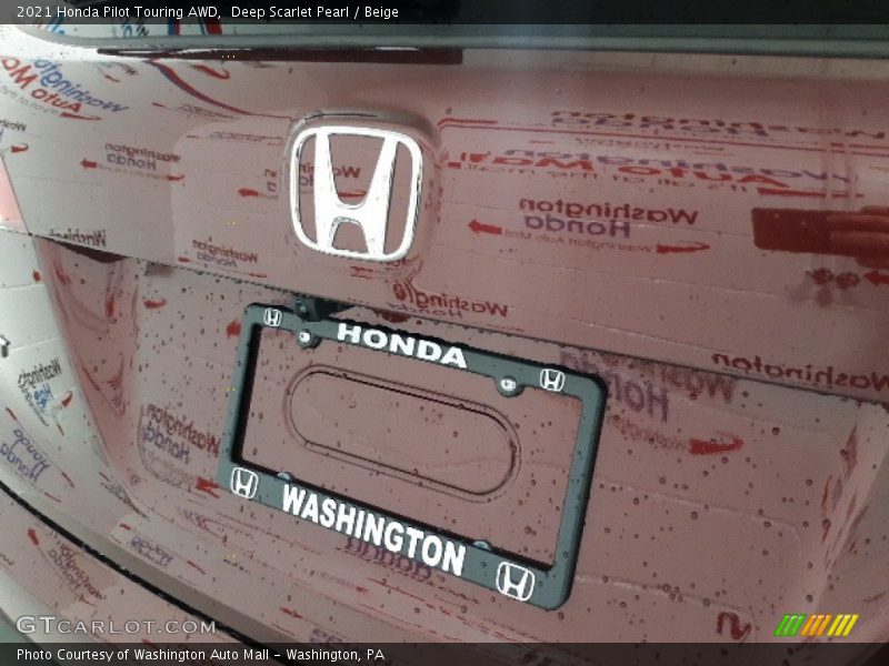 Deep Scarlet Pearl / Beige 2021 Honda Pilot Touring AWD