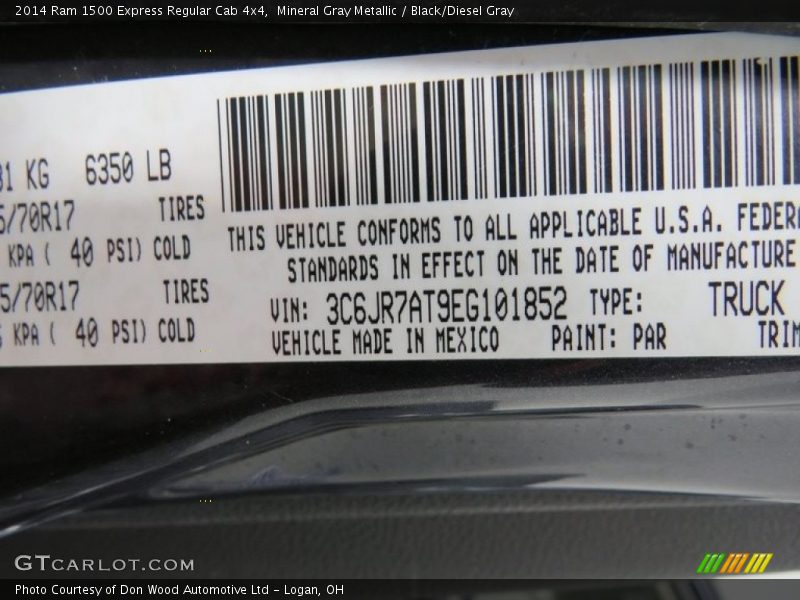 Mineral Gray Metallic / Black/Diesel Gray 2014 Ram 1500 Express Regular Cab 4x4