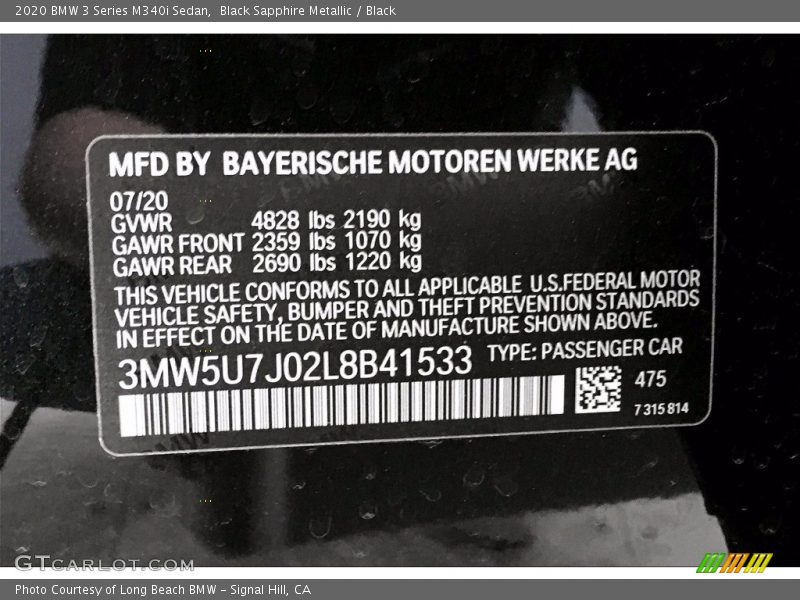 475 - 2020 BMW 3 Series M340i Sedan