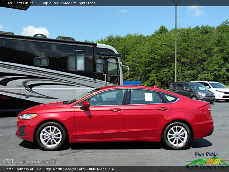 Rapid Red / Medium Light Stone 2020 Ford Fusion SE