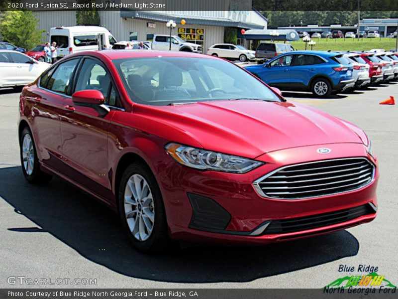 Rapid Red / Medium Light Stone 2020 Ford Fusion SE