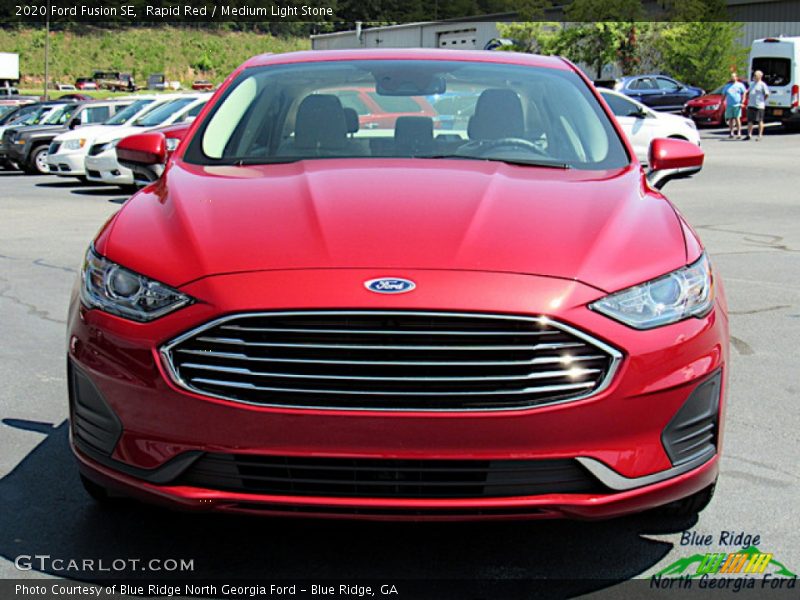 Rapid Red / Medium Light Stone 2020 Ford Fusion SE