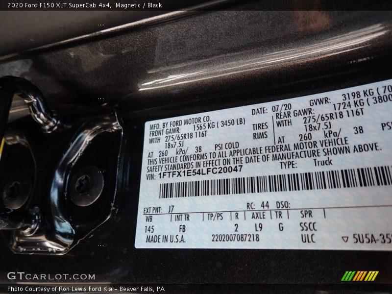 Magnetic / Black 2020 Ford F150 XLT SuperCab 4x4
