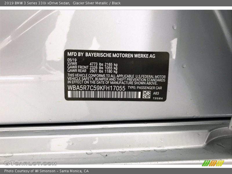 2019 3 Series 330i xDrive Sedan Glacier Silver Metallic Color Code A83