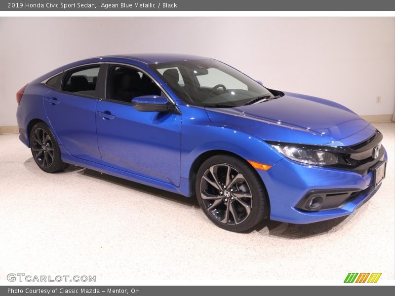 Agean Blue Metallic / Black 2019 Honda Civic Sport Sedan