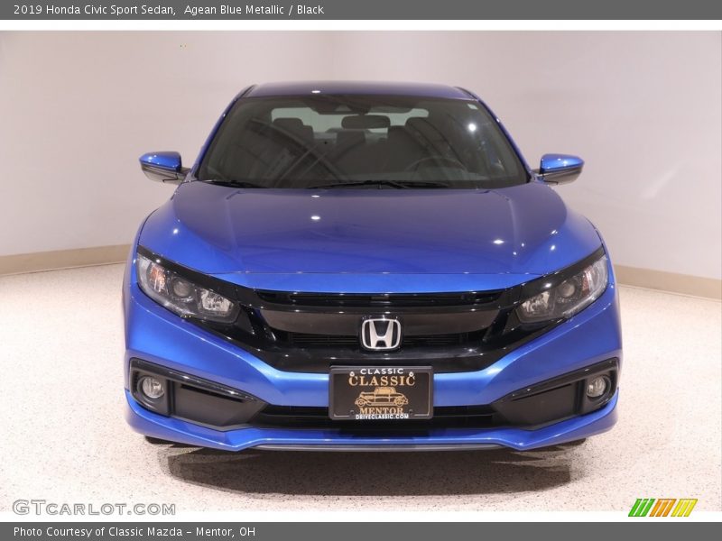 Agean Blue Metallic / Black 2019 Honda Civic Sport Sedan