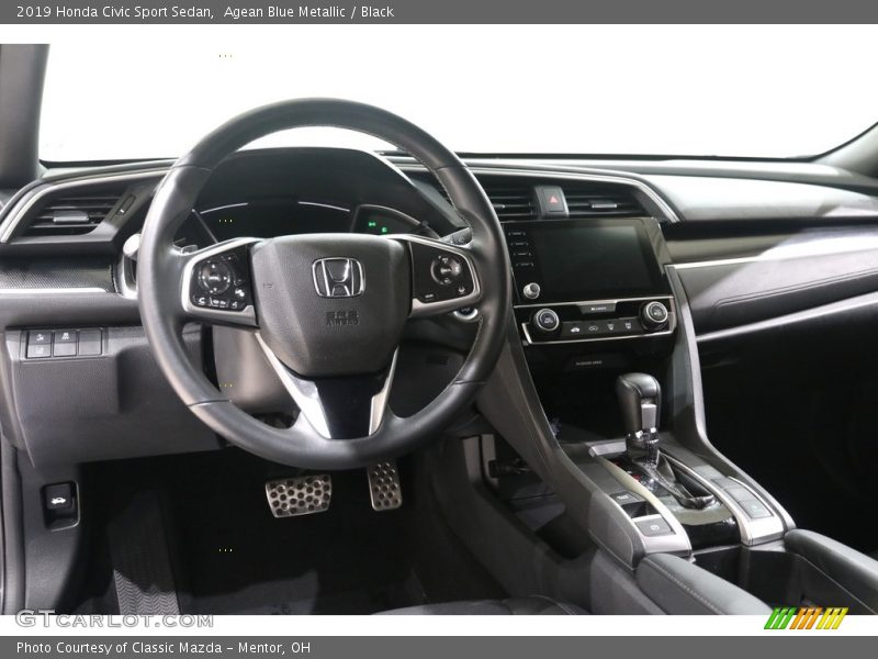 Agean Blue Metallic / Black 2019 Honda Civic Sport Sedan