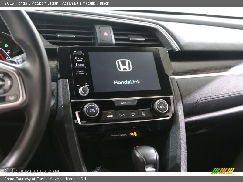 Agean Blue Metallic / Black 2019 Honda Civic Sport Sedan
