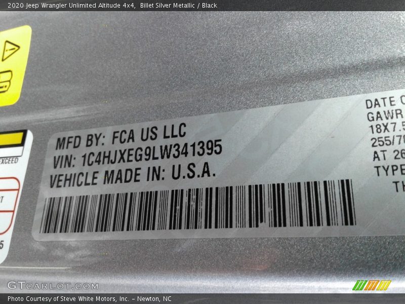 Billet Silver Metallic / Black 2020 Jeep Wrangler Unlimited Altitude 4x4