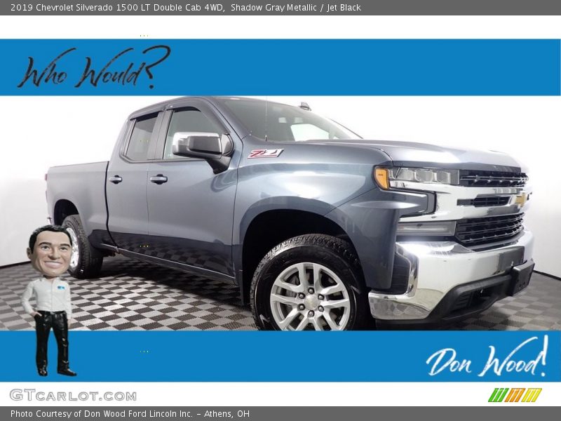 Shadow Gray Metallic / Jet Black 2019 Chevrolet Silverado 1500 LT Double Cab 4WD