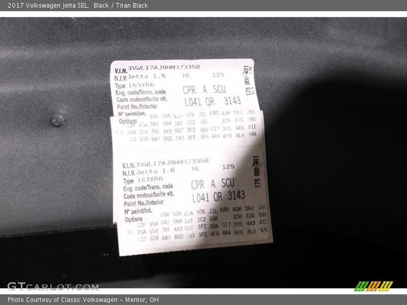 2017 Jetta SEL Black Color Code L041