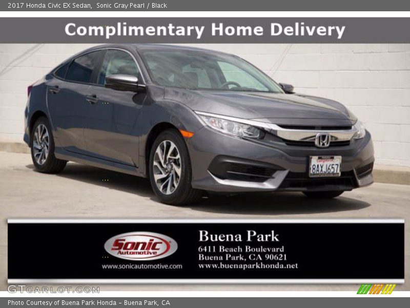 Sonic Gray Pearl / Black 2017 Honda Civic EX Sedan
