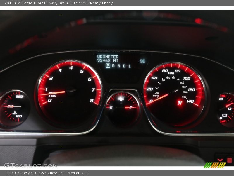 White Diamond Tricoat / Ebony 2015 GMC Acadia Denali AWD