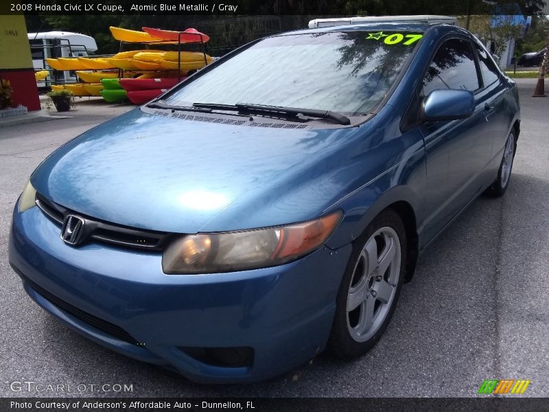 Atomic Blue Metallic / Gray 2008 Honda Civic LX Coupe