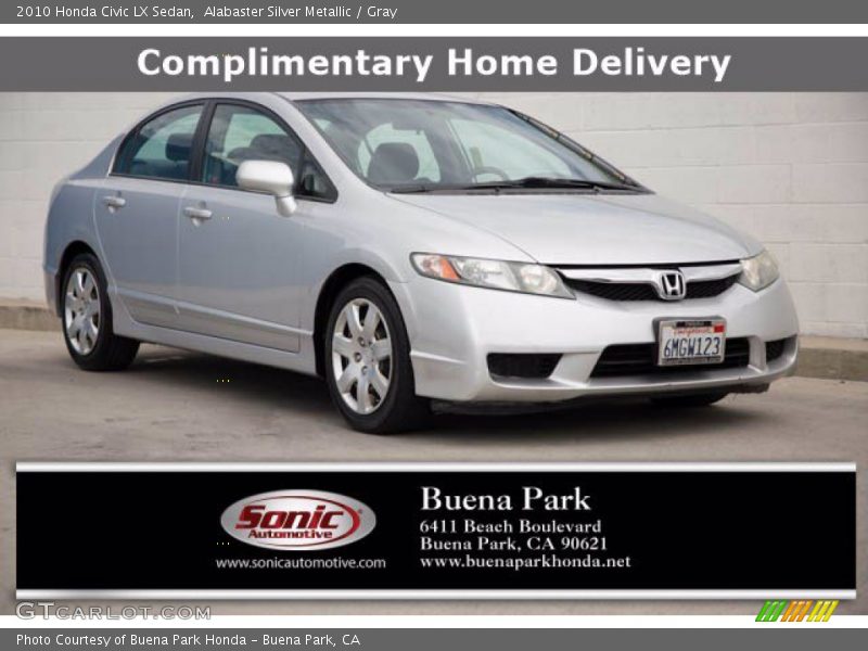 Alabaster Silver Metallic / Gray 2010 Honda Civic LX Sedan