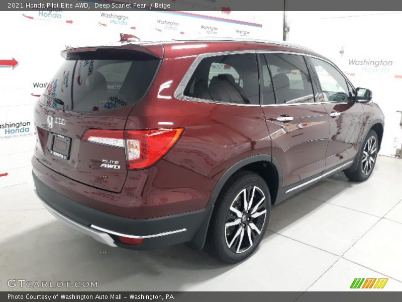 Deep Scarlet Pearl / Beige 2021 Honda Pilot Elite AWD