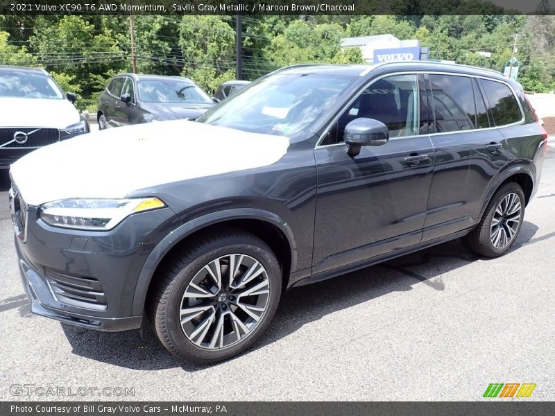 Savile Gray Metallic / Maroon Brown/Charcoal 2021 Volvo XC90 T6 AWD Momentum