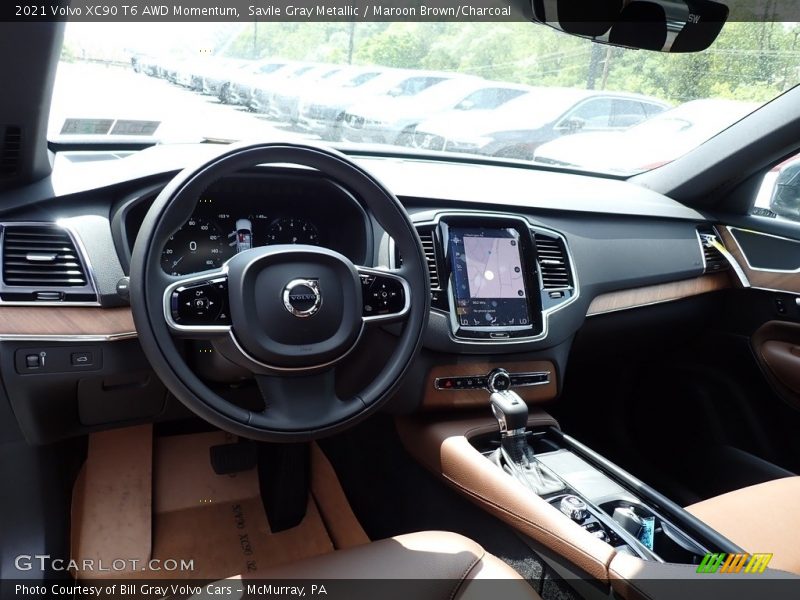 Savile Gray Metallic / Maroon Brown/Charcoal 2021 Volvo XC90 T6 AWD Momentum
