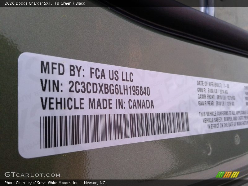 F8 Green / Black 2020 Dodge Charger SXT