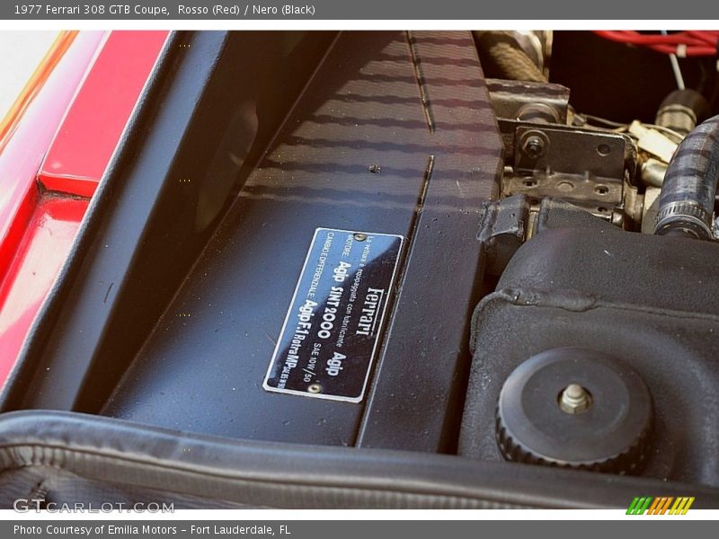 Info Tag of 1977 308 GTB Coupe