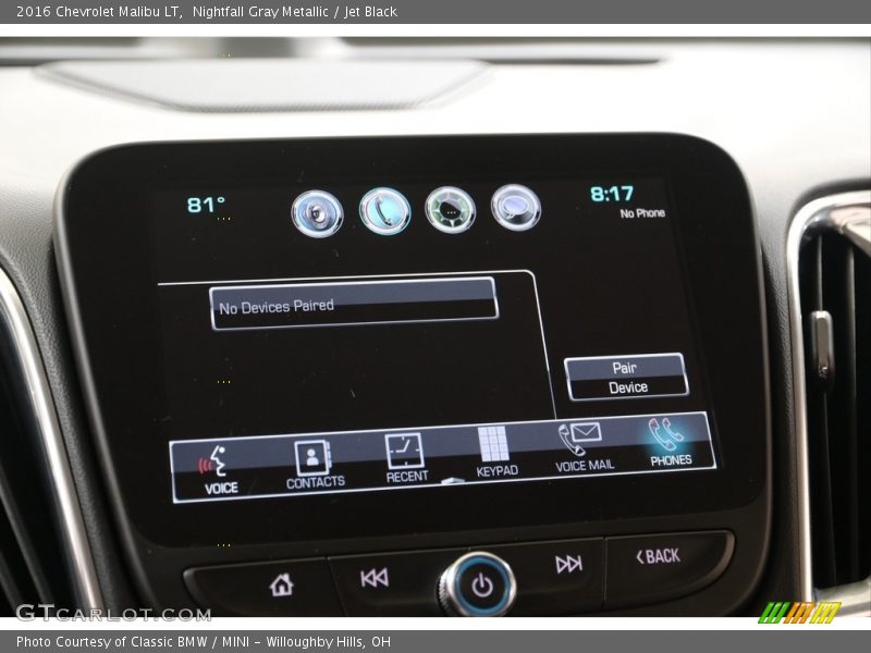 Nightfall Gray Metallic / Jet Black 2016 Chevrolet Malibu LT