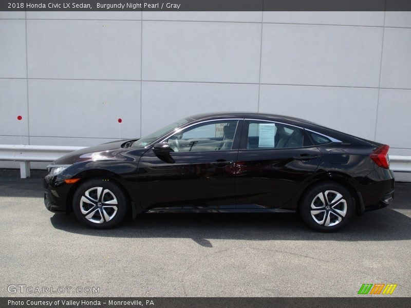 Burgundy Night Pearl / Gray 2018 Honda Civic LX Sedan