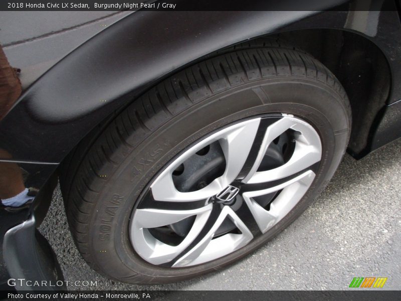 Burgundy Night Pearl / Gray 2018 Honda Civic LX Sedan