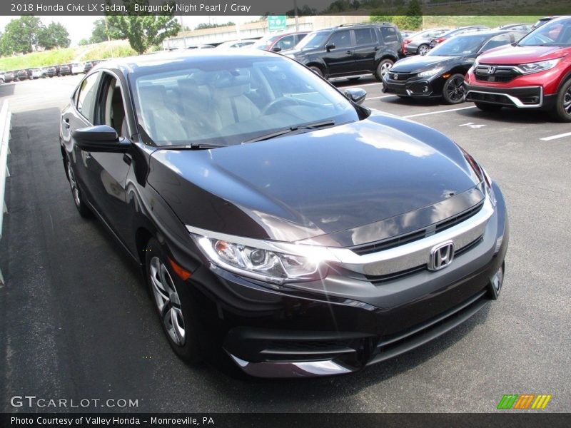Burgundy Night Pearl / Gray 2018 Honda Civic LX Sedan