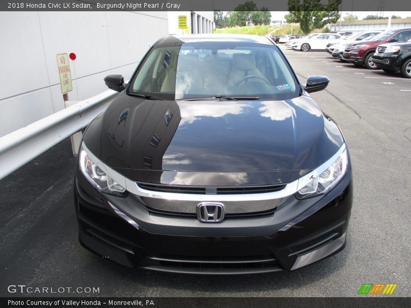 Burgundy Night Pearl / Gray 2018 Honda Civic LX Sedan