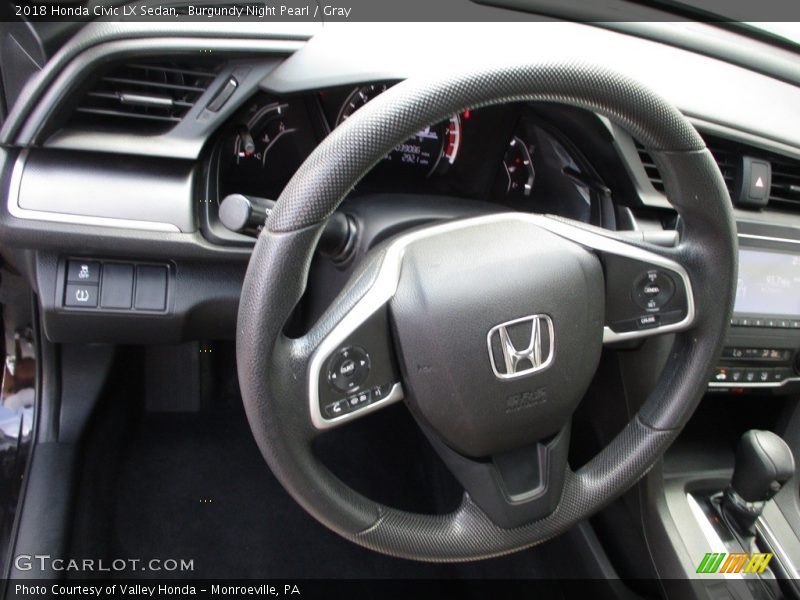 Burgundy Night Pearl / Gray 2018 Honda Civic LX Sedan