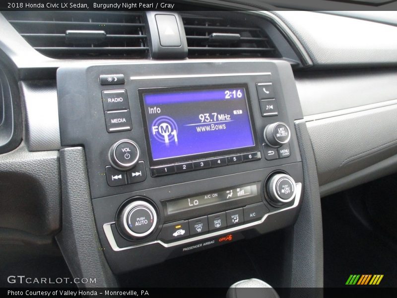 Burgundy Night Pearl / Gray 2018 Honda Civic LX Sedan