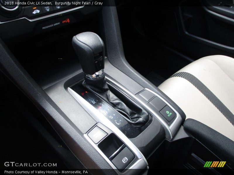 Burgundy Night Pearl / Gray 2018 Honda Civic LX Sedan