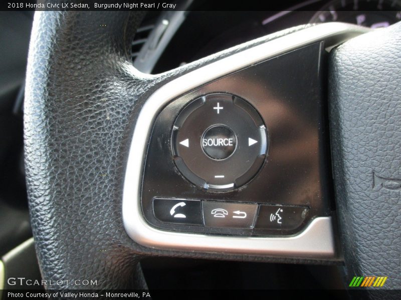 Burgundy Night Pearl / Gray 2018 Honda Civic LX Sedan